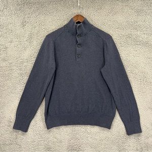 Banana Republic Cotton Cashmere Sweater Quarter Button Gray Blue Men Size Medium